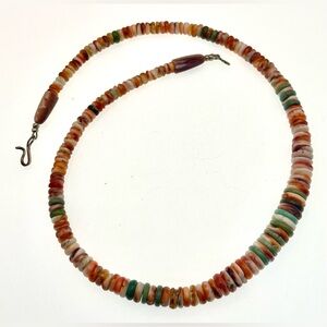 Vintage Spiny Oyster Shell Heishi Necklace Turquoise Beads Southwestern Boho